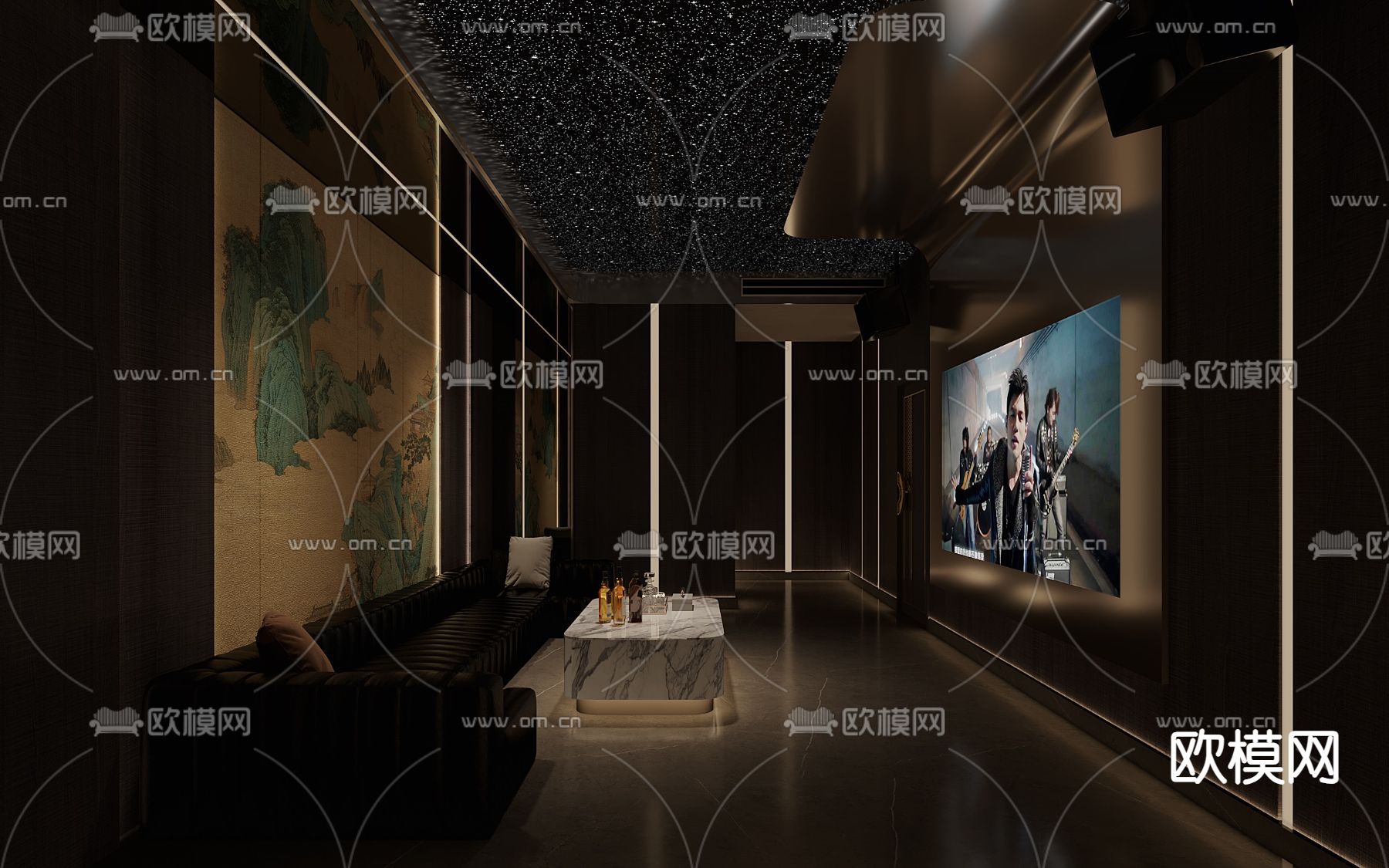 新中式ktv包厢su模型下载（渲染图1）