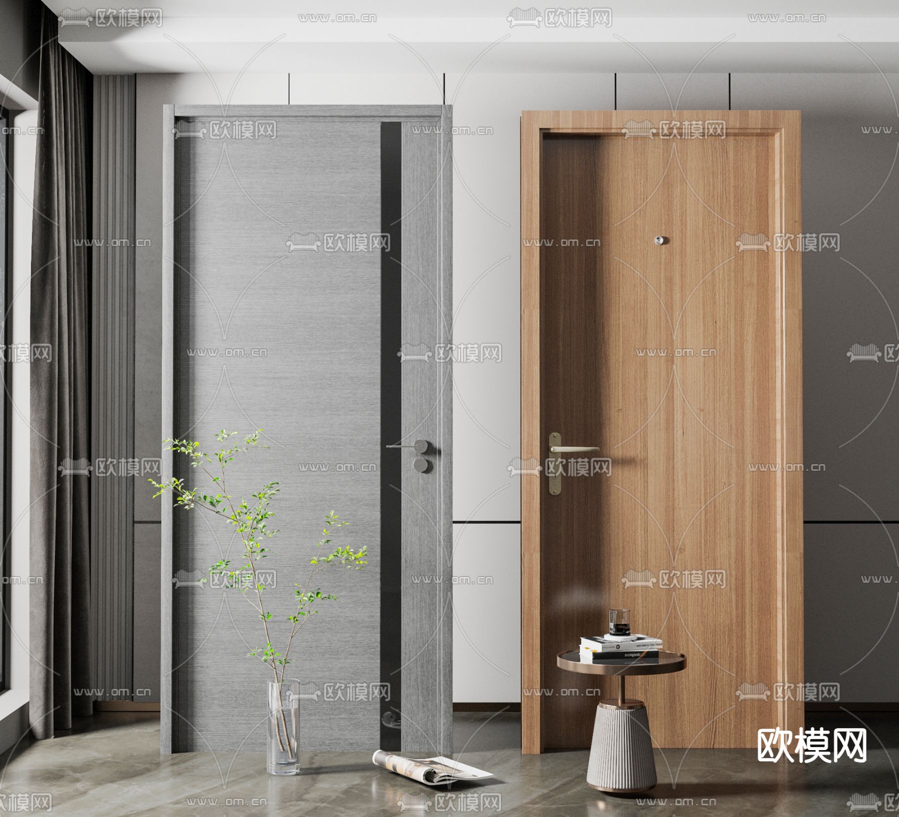 北欧单开门su模型下载（渲染图1）
