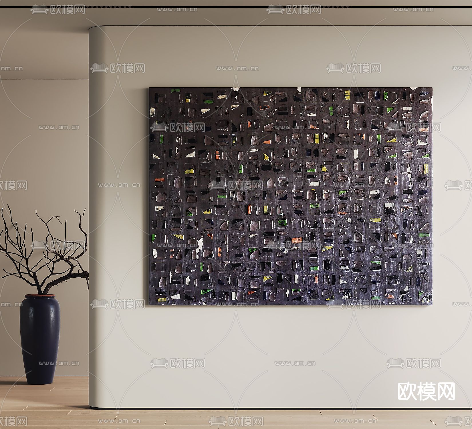 侘寂风装饰挂画su模型