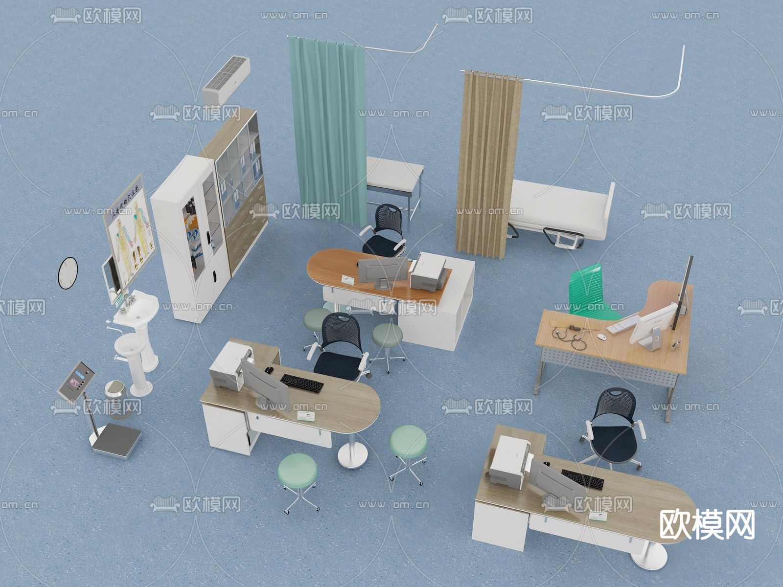 门诊医疗器材su模型下载（渲染图1）