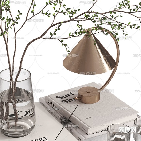 桌面摆件 书籍 水生植物3d模型下载(渲染图3)