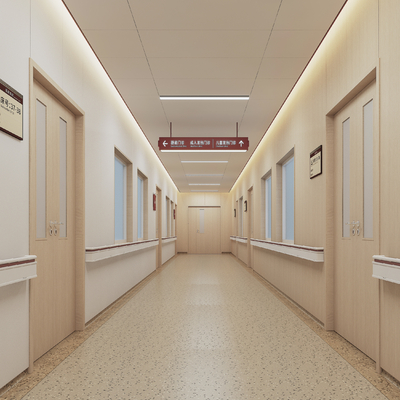  医院走道 护士站su模型 