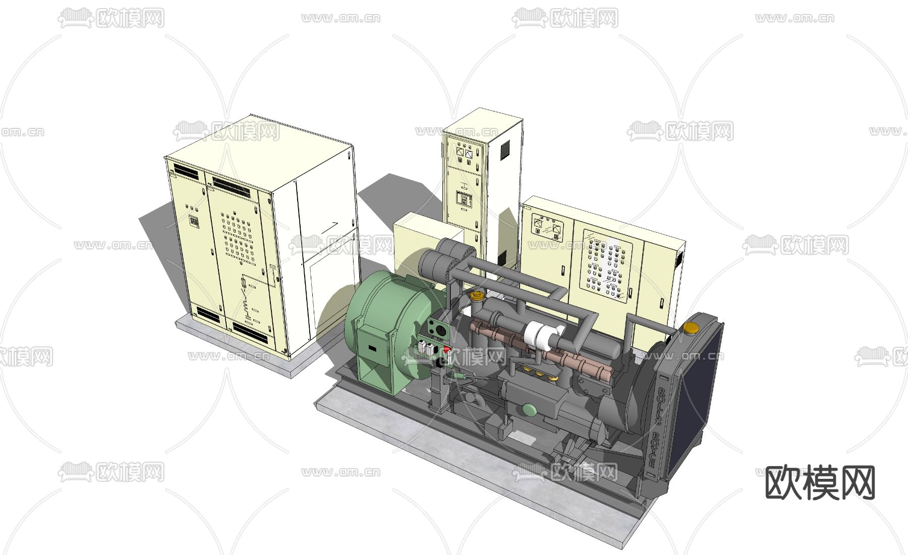发电机 配电柜su模型下载（渲染图2）