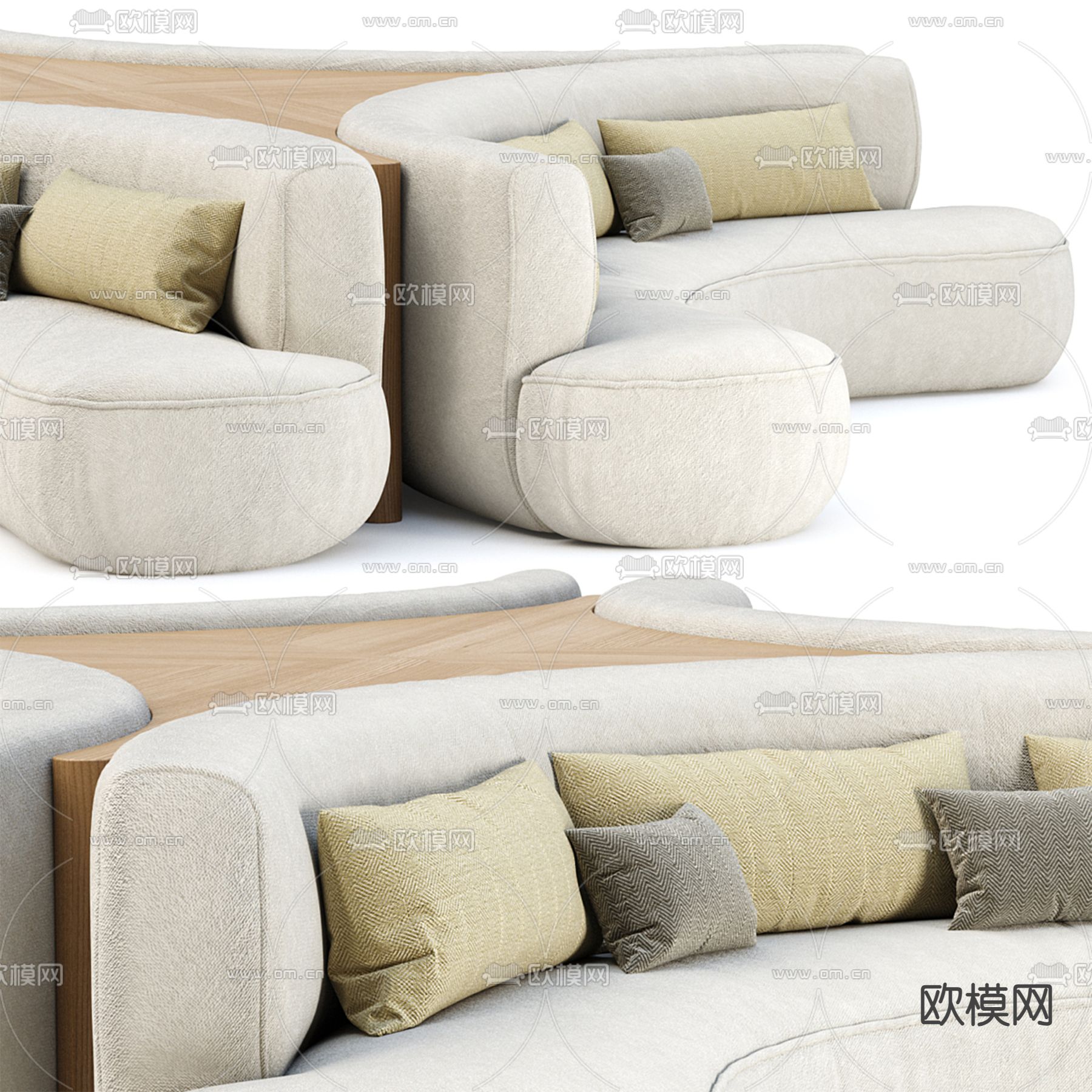 公共沙发 大堂沙发3d模型下载（渲染图3）