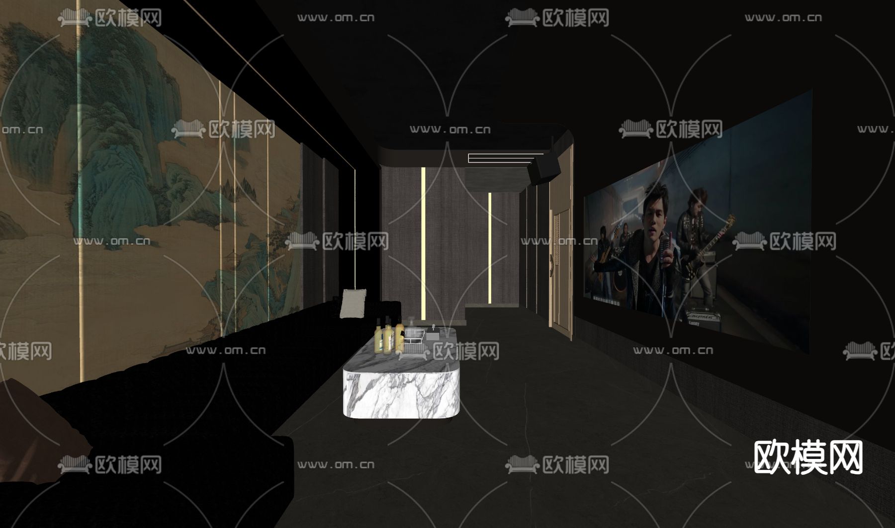 新中式ktv包厢su模型下载（渲染图2）