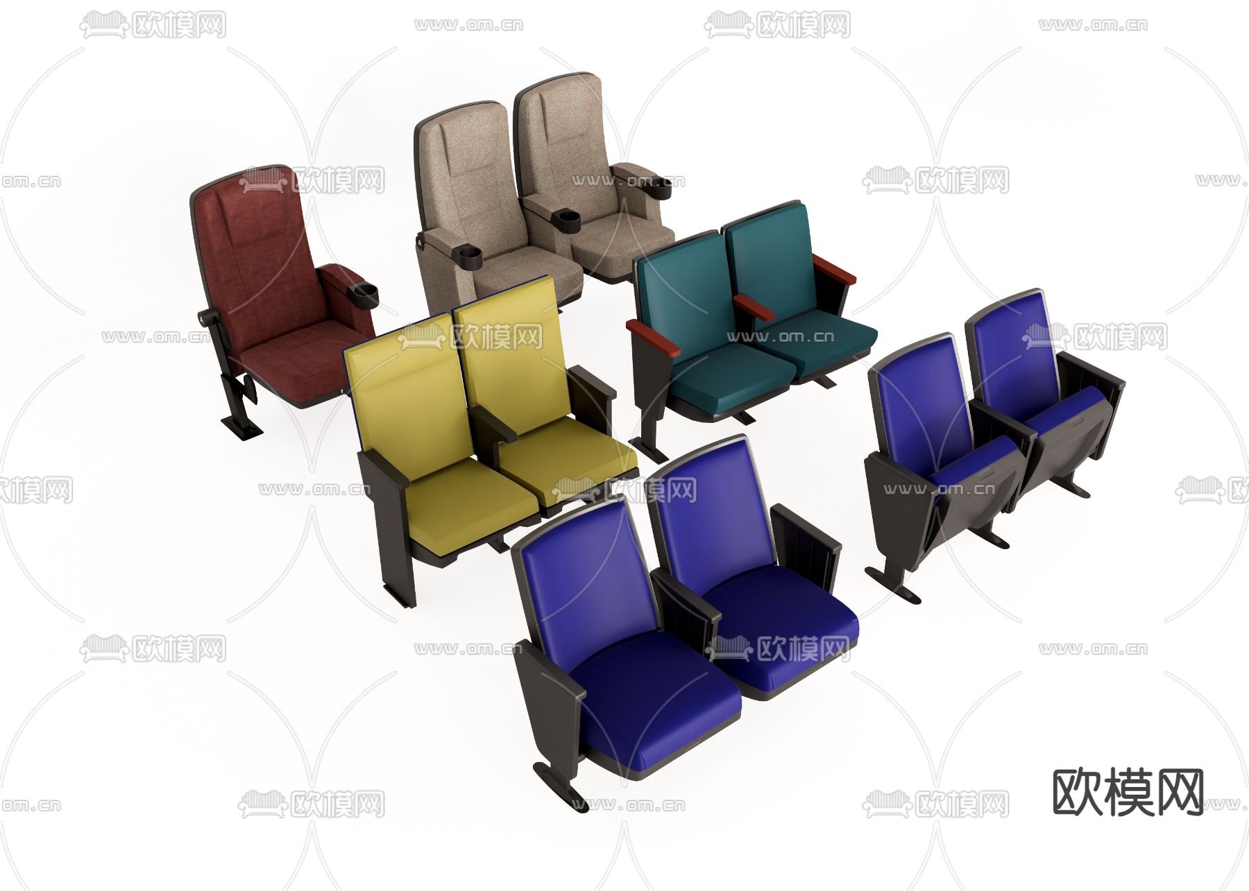 剧院椅su模型下载（渲染图1）