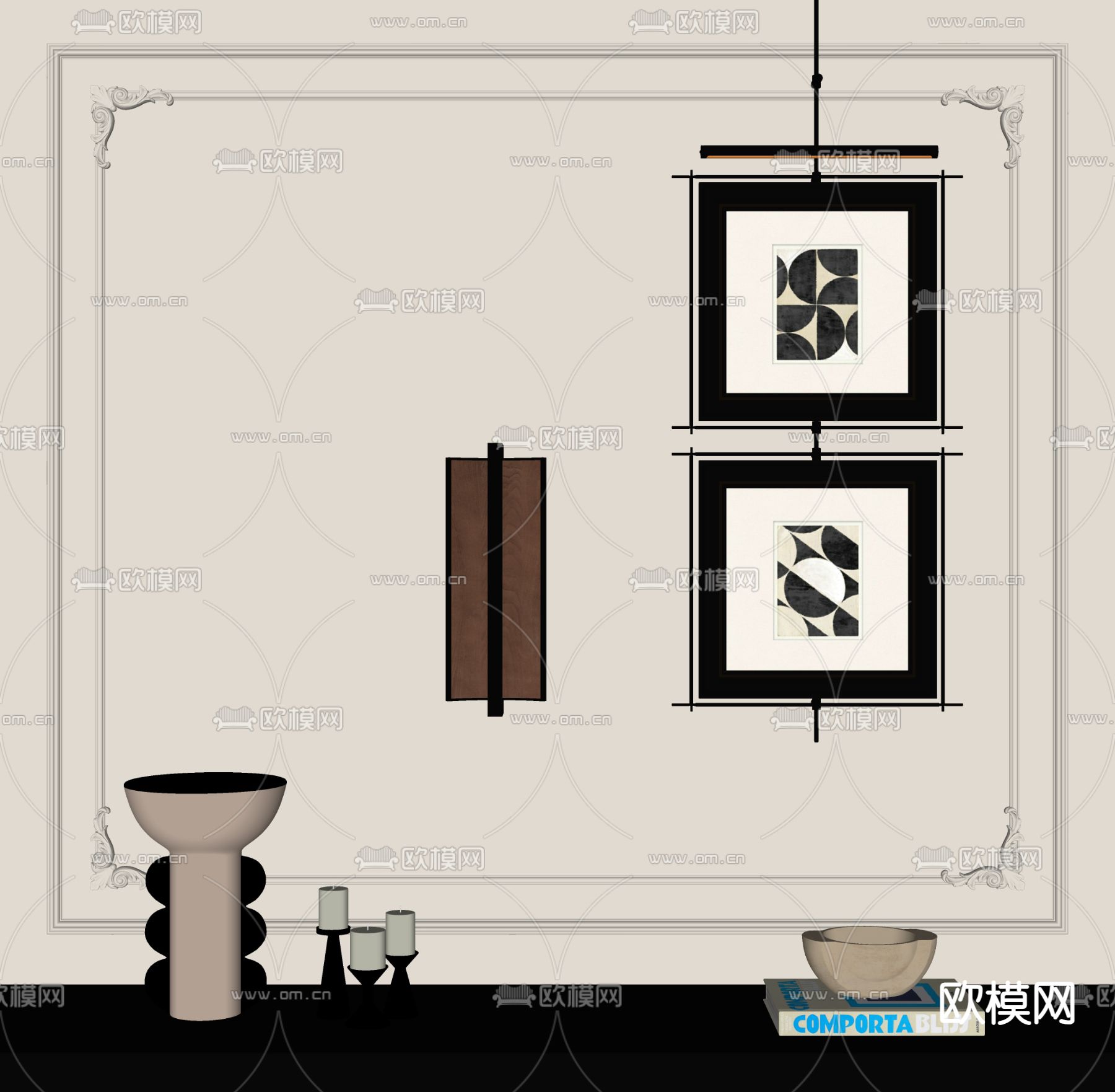 中古风装饰画su模型