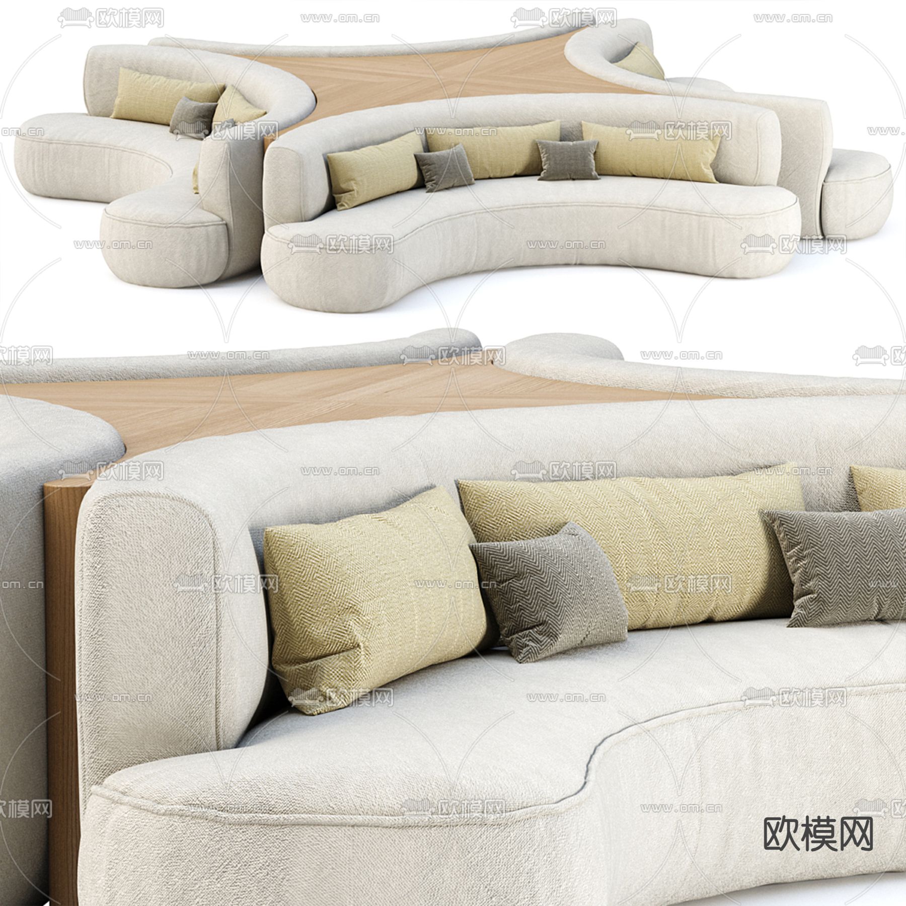 公共沙发 大堂沙发3d模型下载（渲染图2）