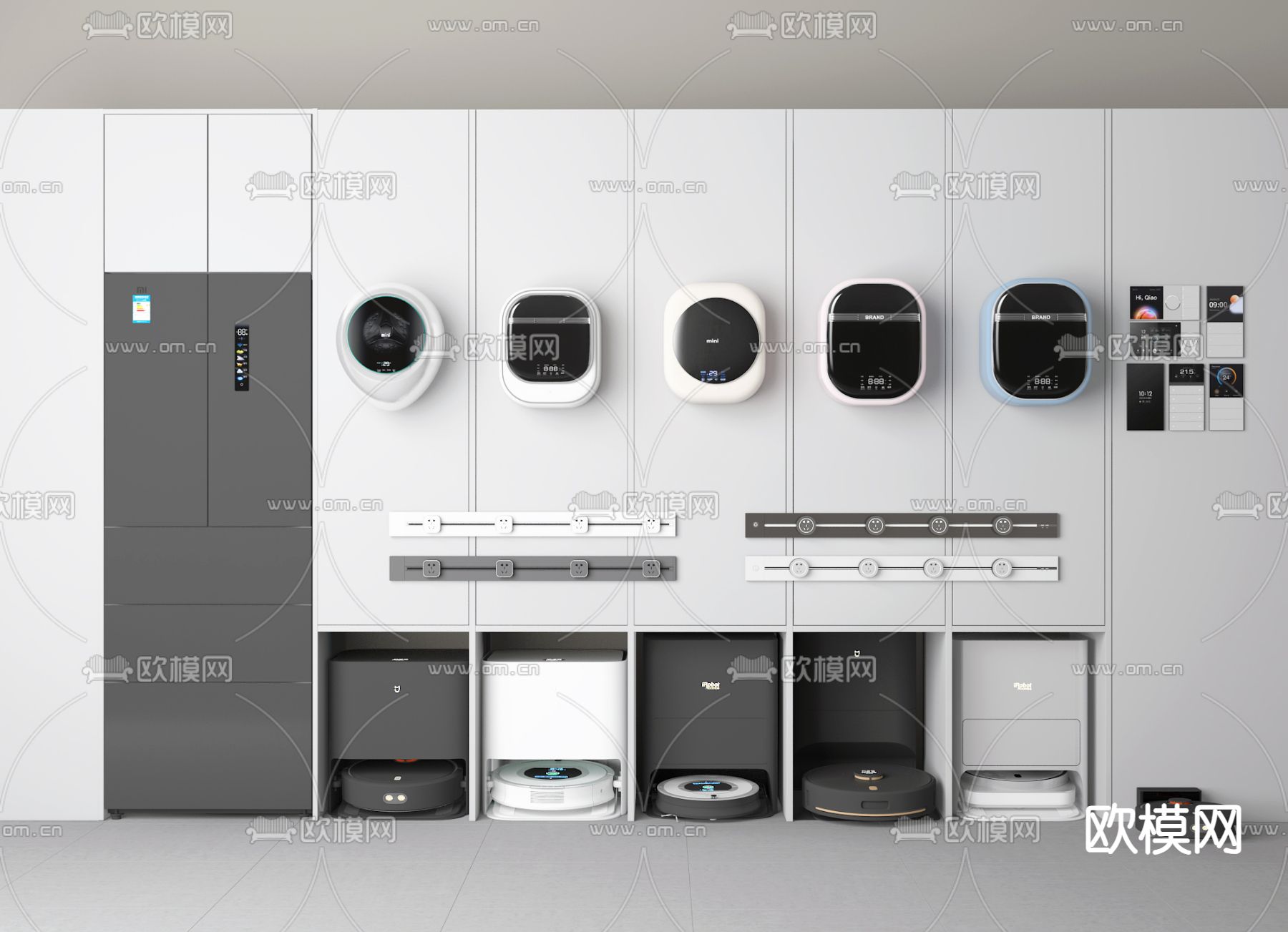 扫地机 冰箱 壁挂洗衣机su模型下载（渲染图1）