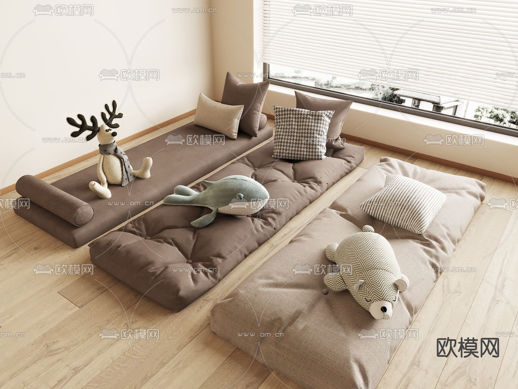 奶油风垫子 飘窗垫 沙发垫 软垫3d模型下载