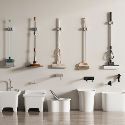  拖把池 拖把 扫把 清洁工具su模型 