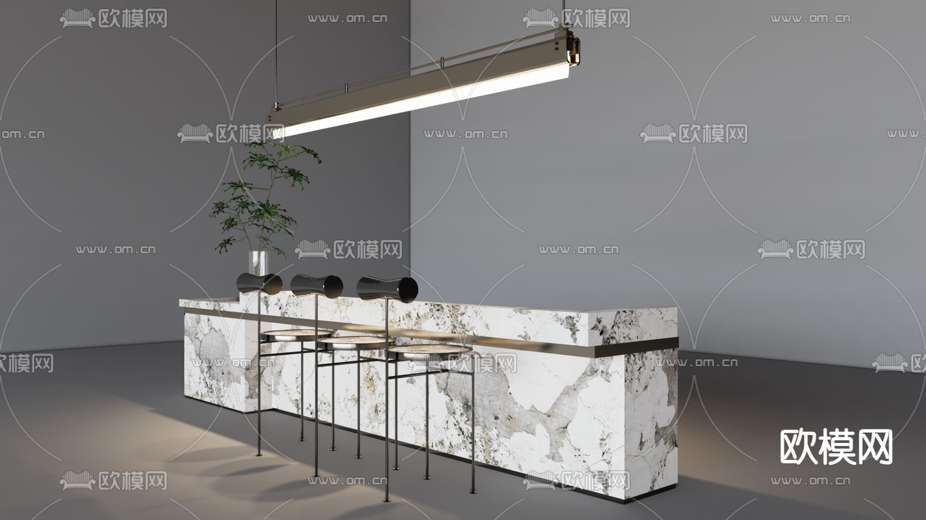 水吧台su模型下载