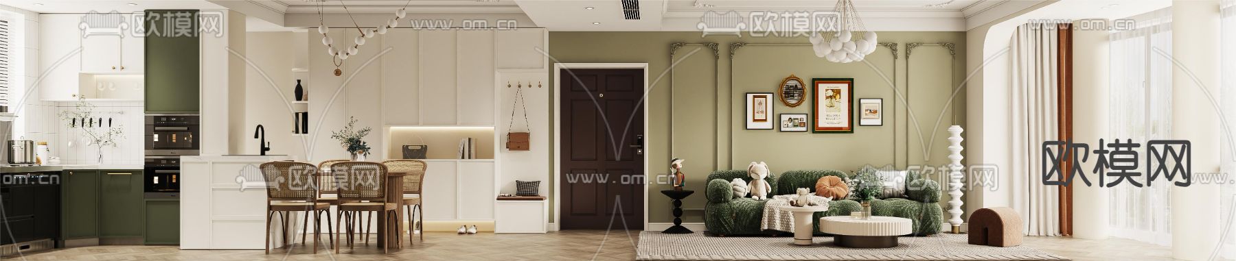 法式客餐厅3d模型下载（渲染图1）