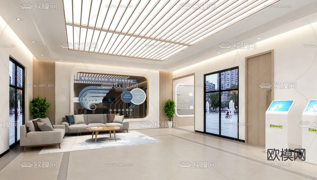 养老院大厅 老年活动中心3d模型下载_ID14277338_3dmax免费模型-欧模网