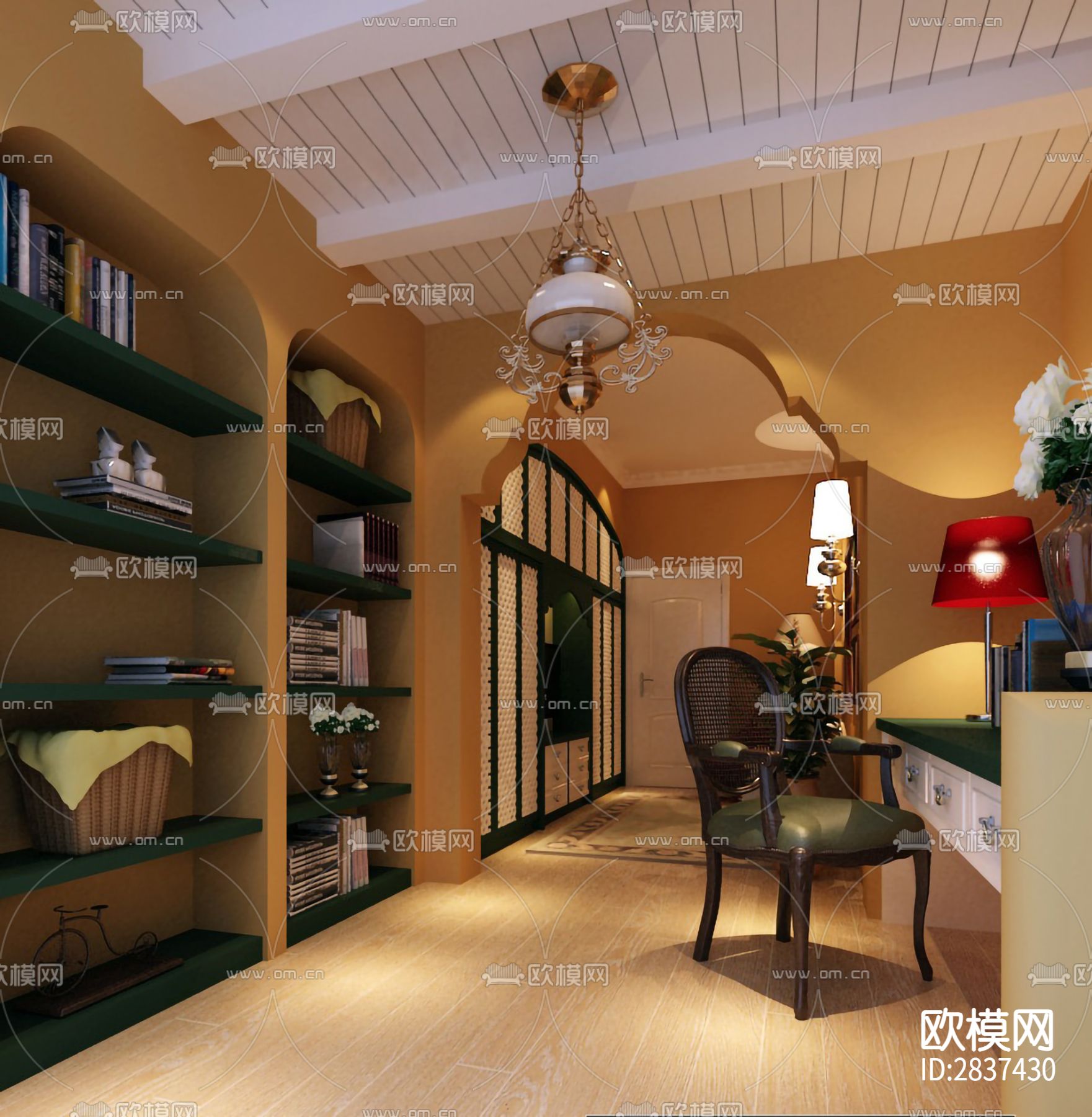 北国之春样板房cad施工图下载（渲染图6）