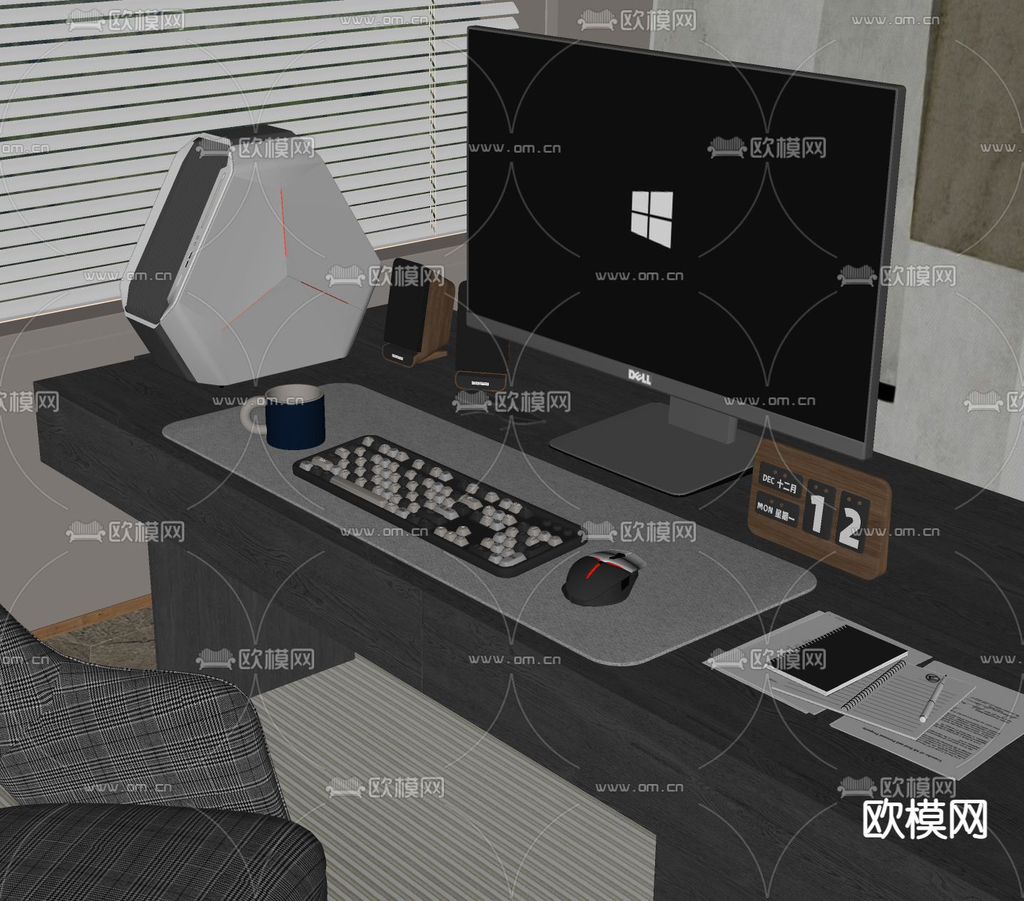 台式电脑 数码产品su模型下载（渲染图2）