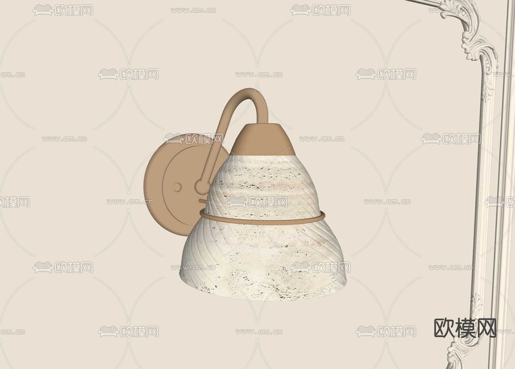 欧式壁灯su模型下载（渲染图2）