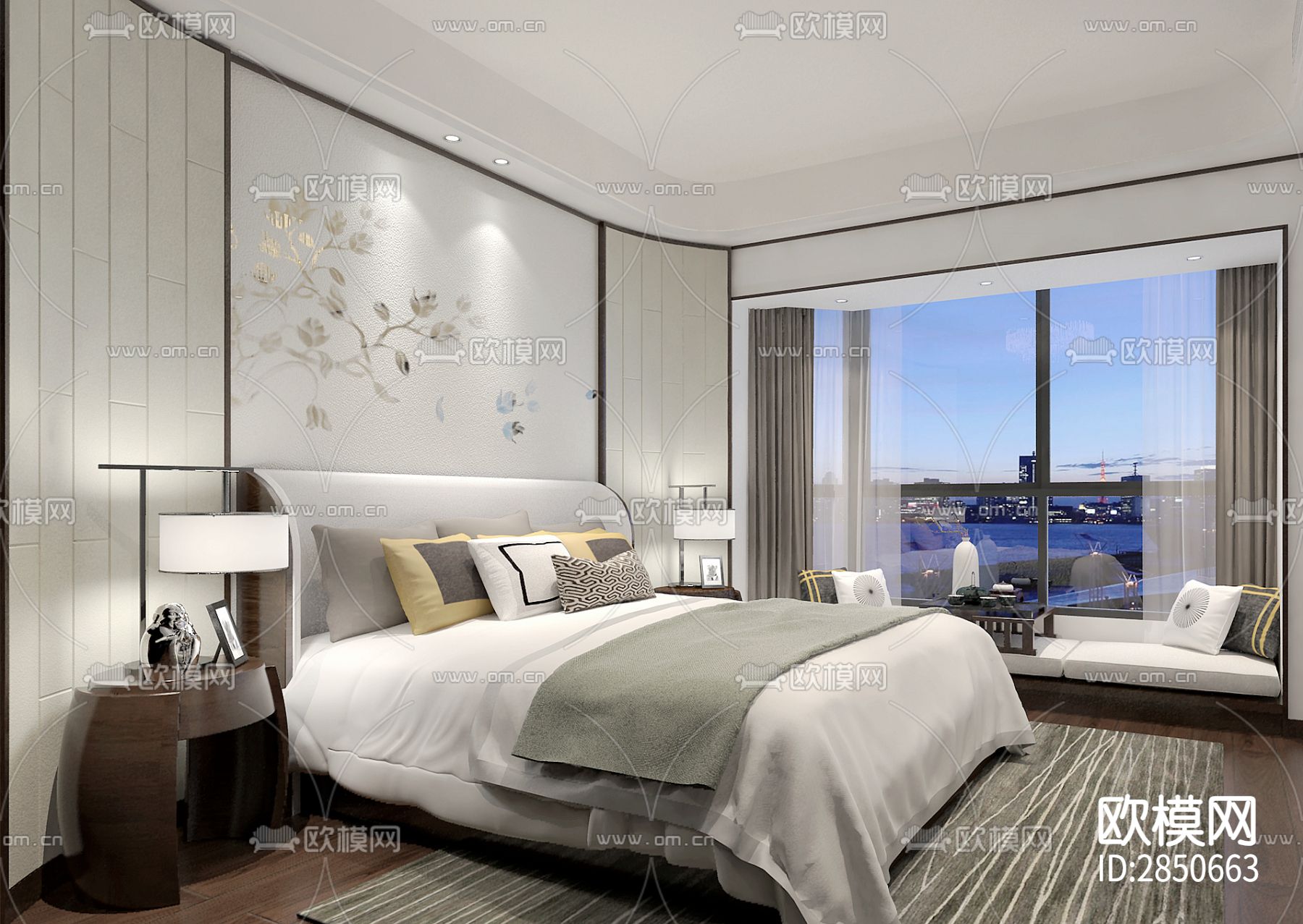 新中式家居效果图CAD施工图下载（渲染图5）