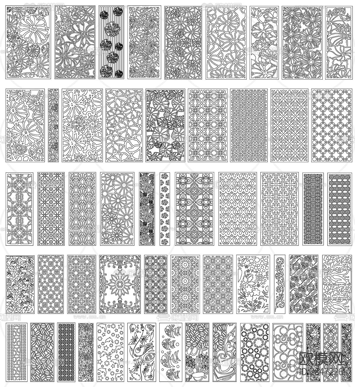 现代欧韩风格镂空雕刻雕花cad图库下载（渲染图3）