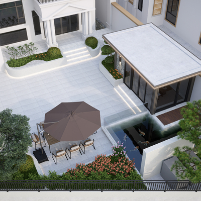 现代庭院花园su模型