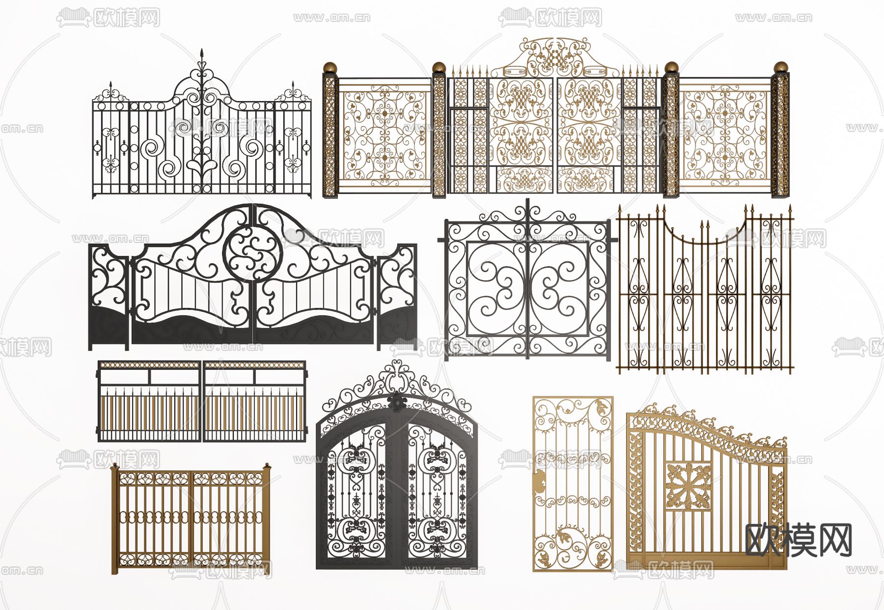 欧式古典铁艺大门su模型下载（渲染图1）
