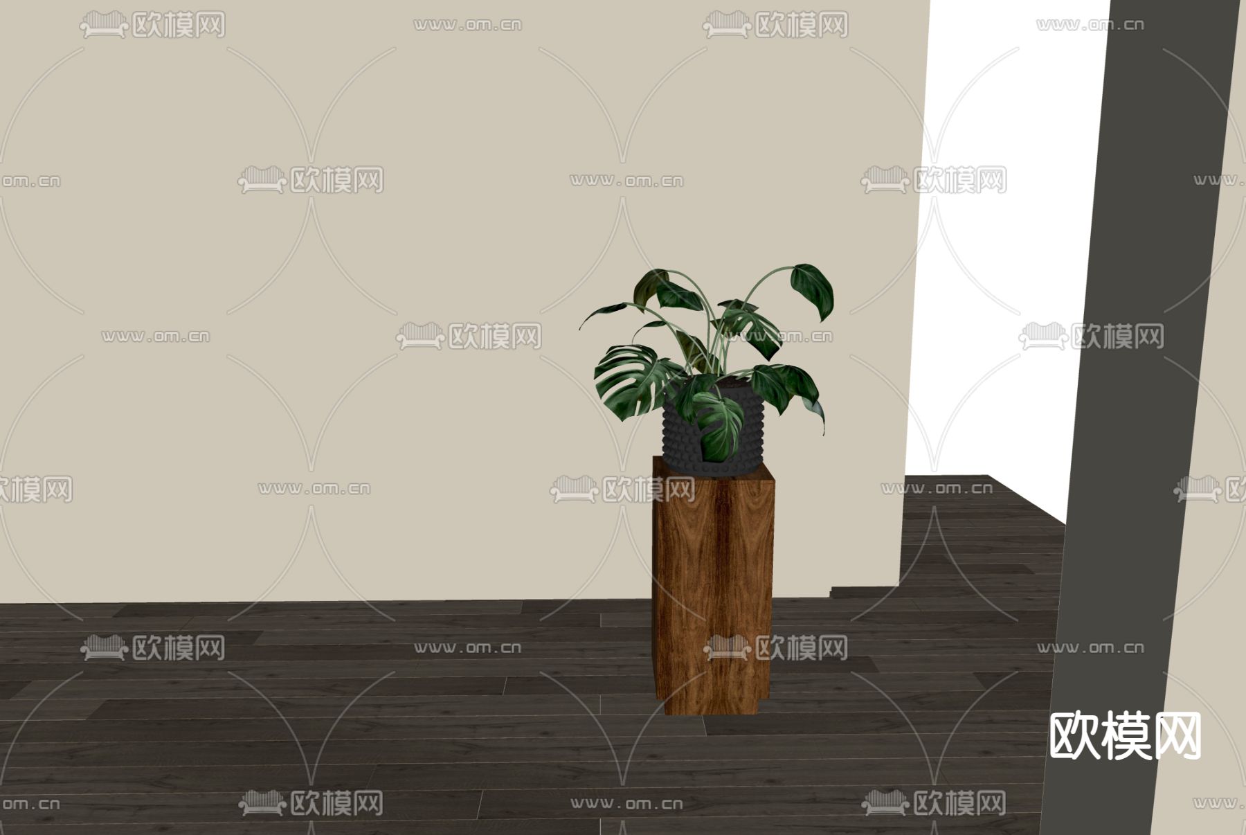 现代盆景 盆栽su模型下载（渲染图2）