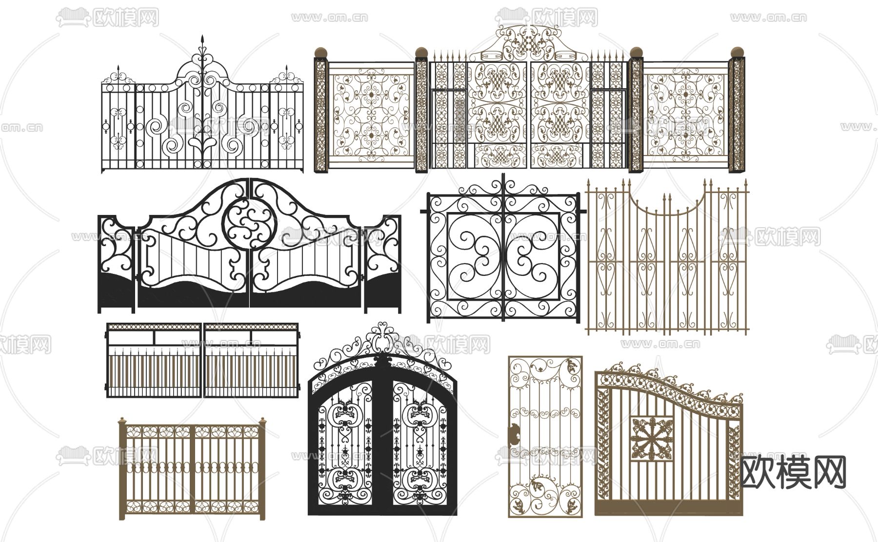 欧式古典铁艺大门su模型下载（渲染图2）