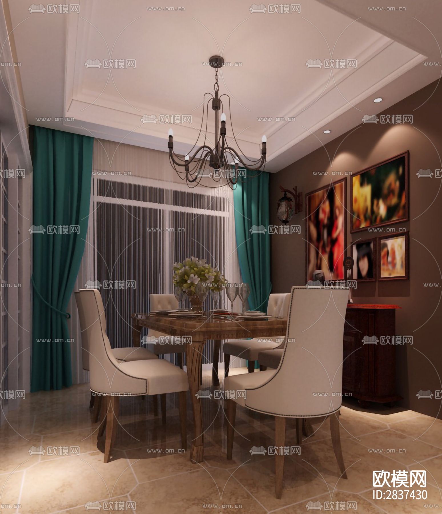 北国之春样板房cad施工图下载（渲染图1）