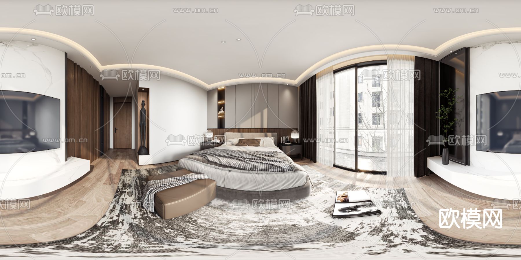 现代卧室 主卧vr全景3d模型下载_ID14276348_3dmax免费模型-欧模网