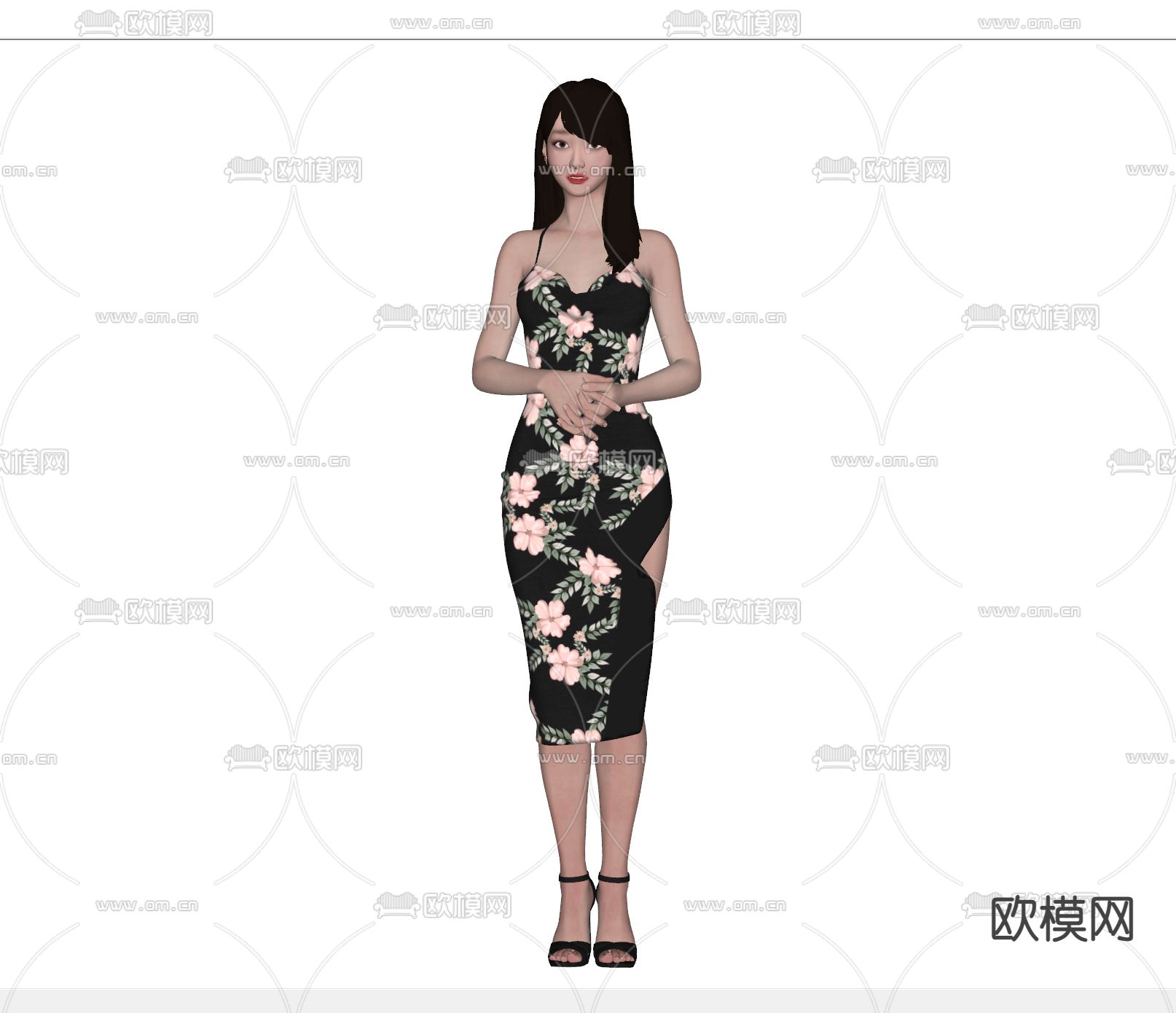 裙子美女 人物su模型下载（渲染图2）