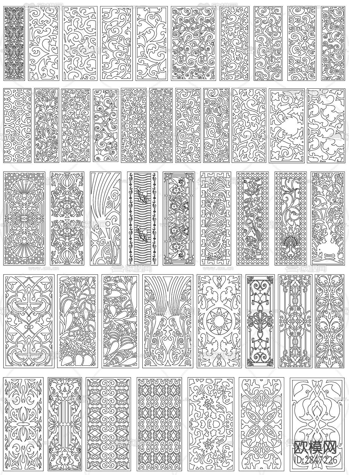 现代欧韩风格镂空雕刻雕花cad图库下载（渲染图9）