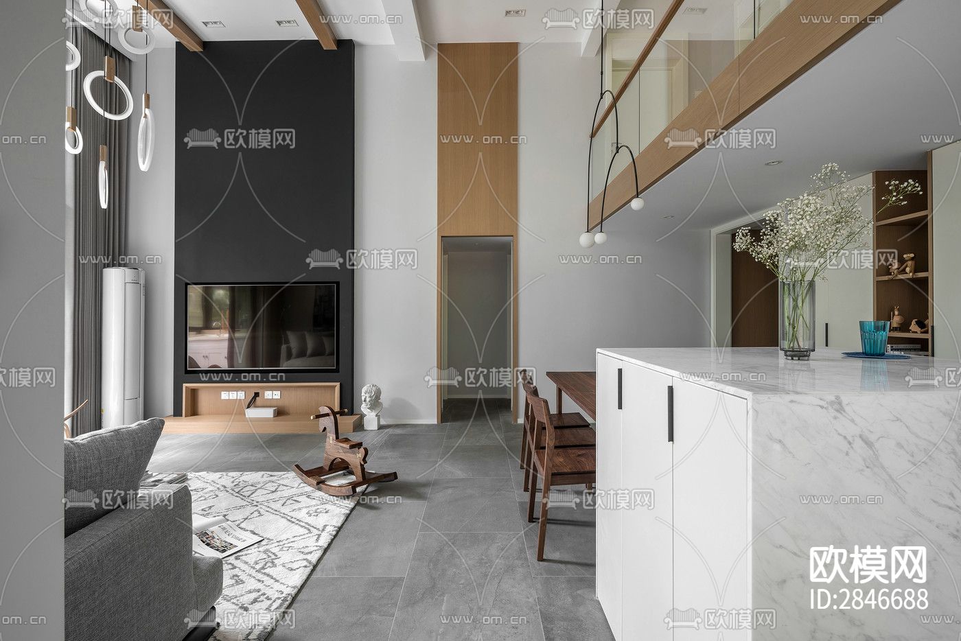 现代风雅钱塘 cad施工图下载（渲染图4）