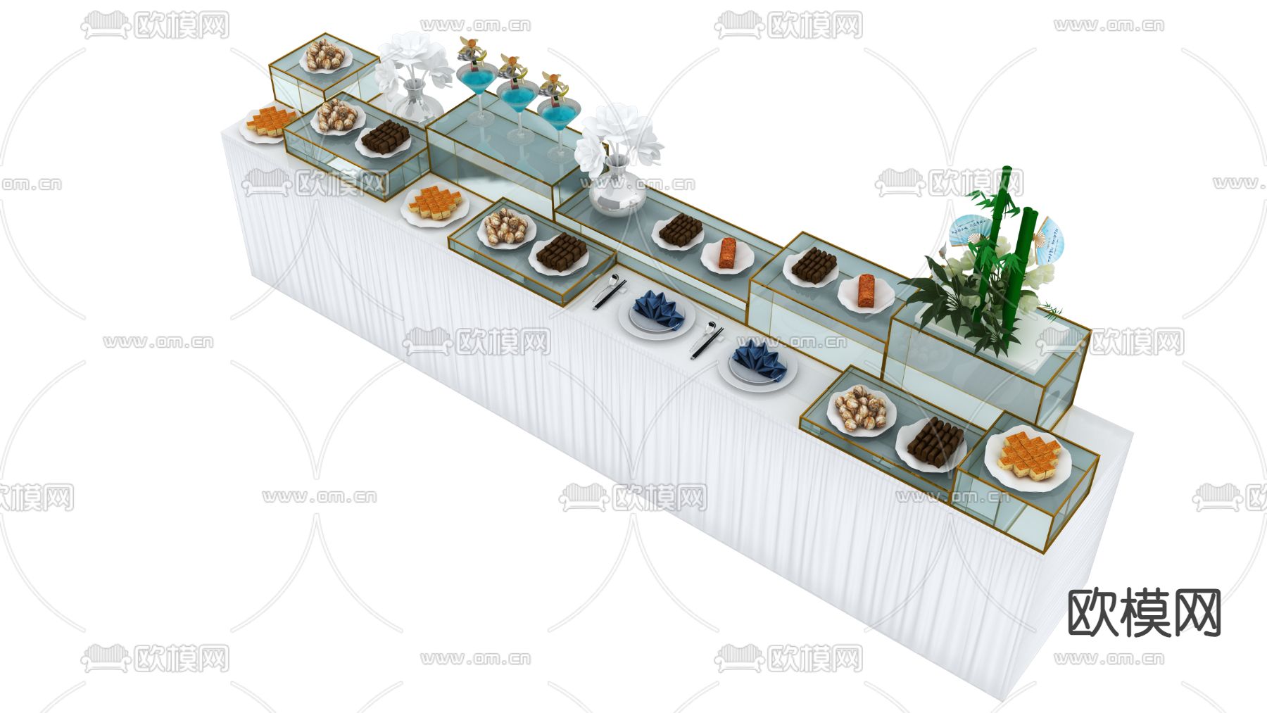 茶点 小吃 酒水 茶歇 糕点su模型下载（渲染图1）
