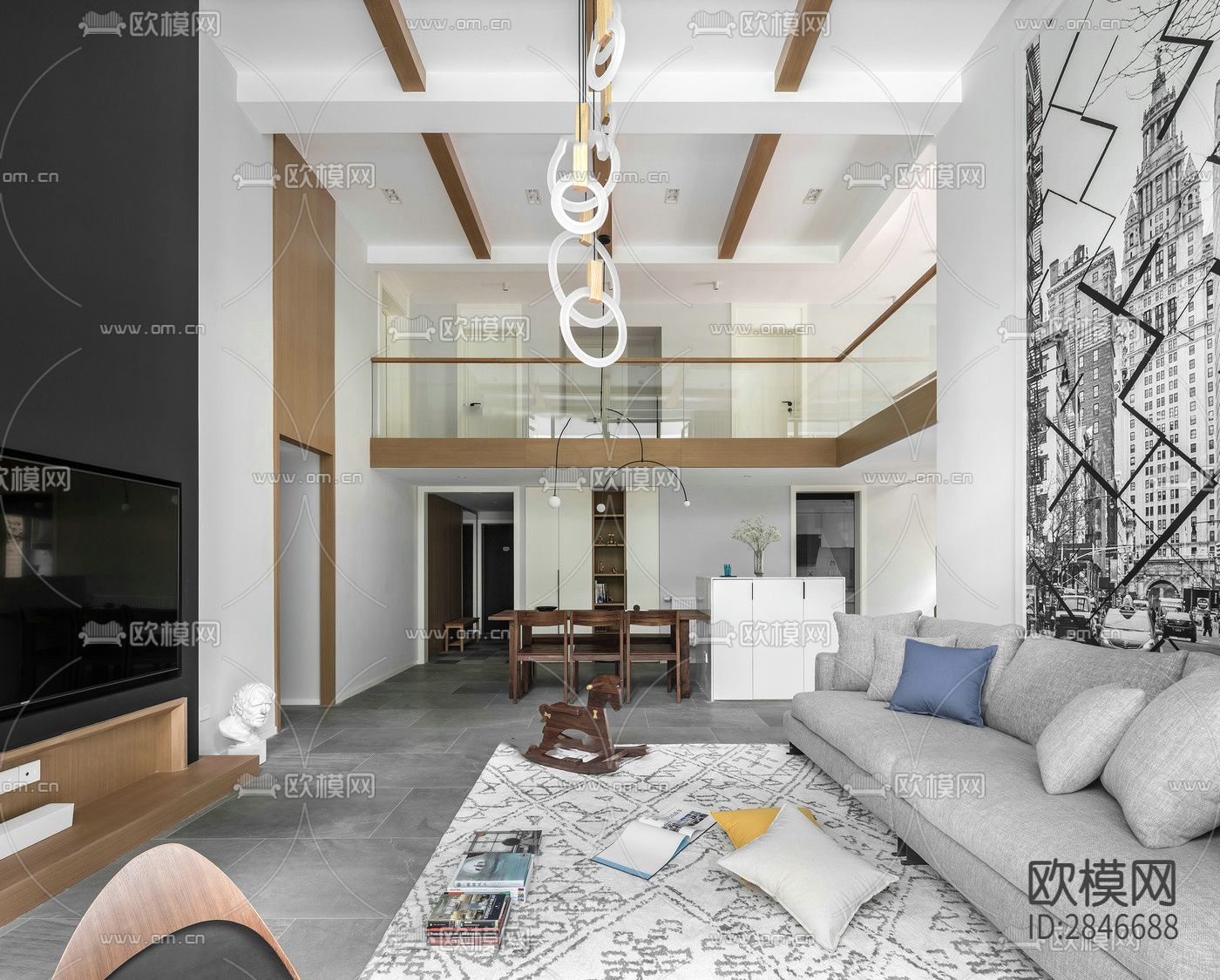 现代风雅钱塘 cad施工图下载（渲染图3）