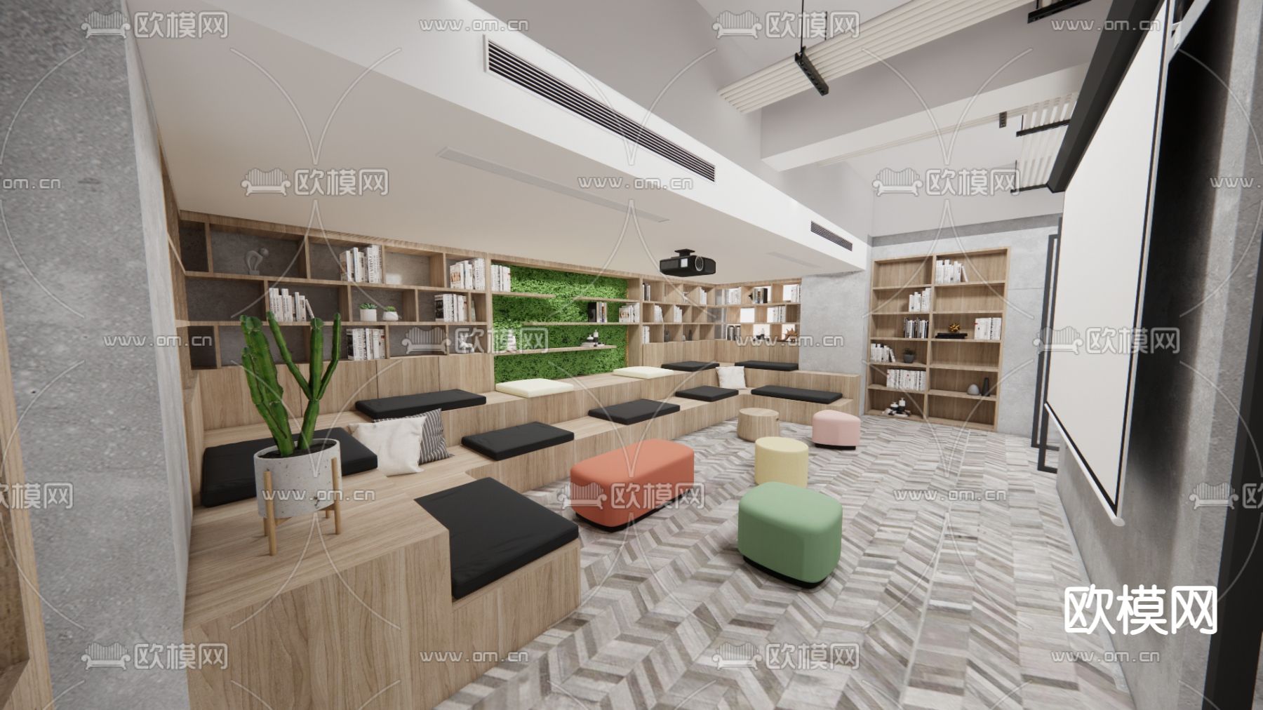 现代公共办公区su模型下载（渲染图3）