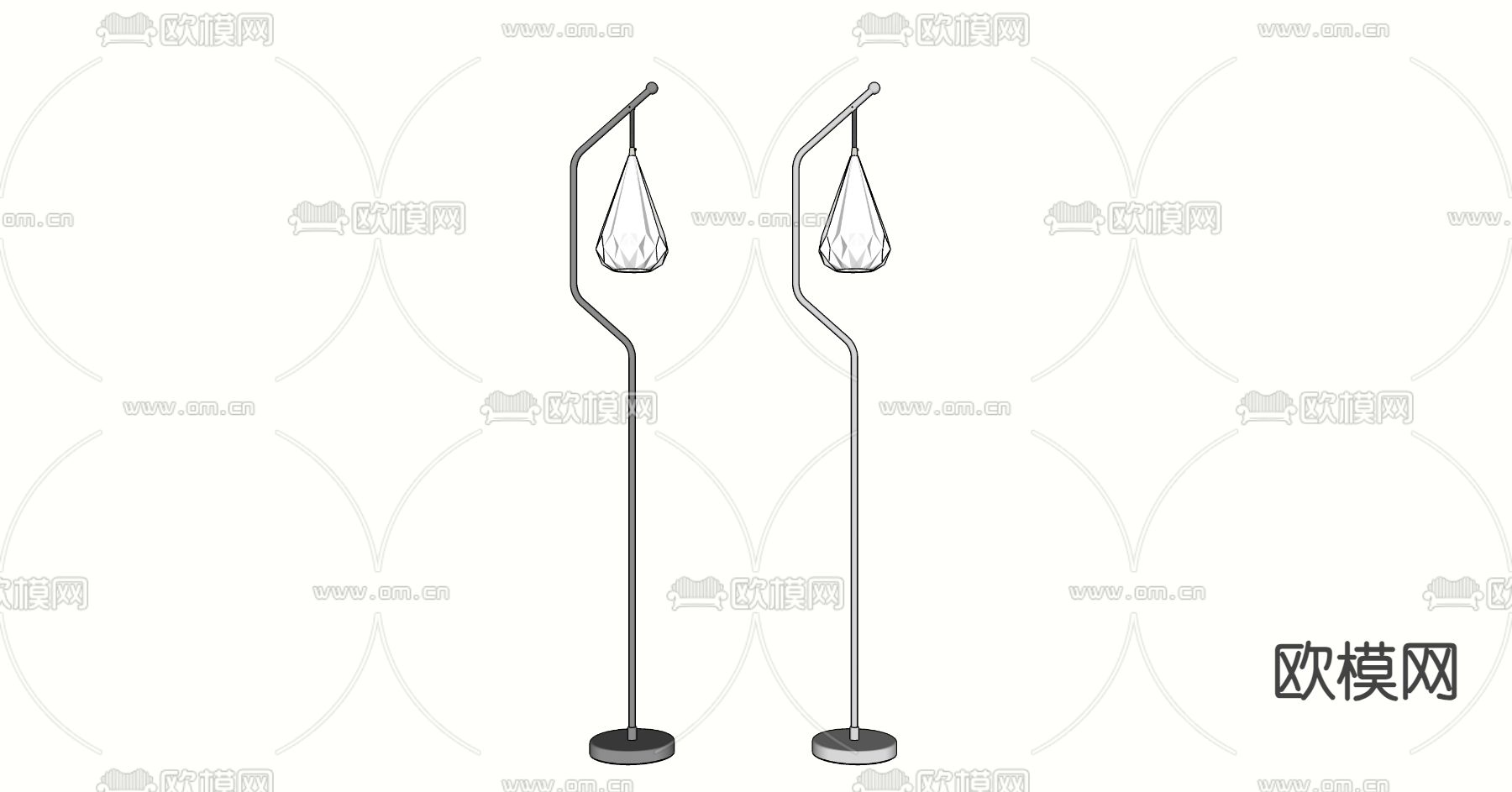 现代落地灯su模型下载（渲染图3）
