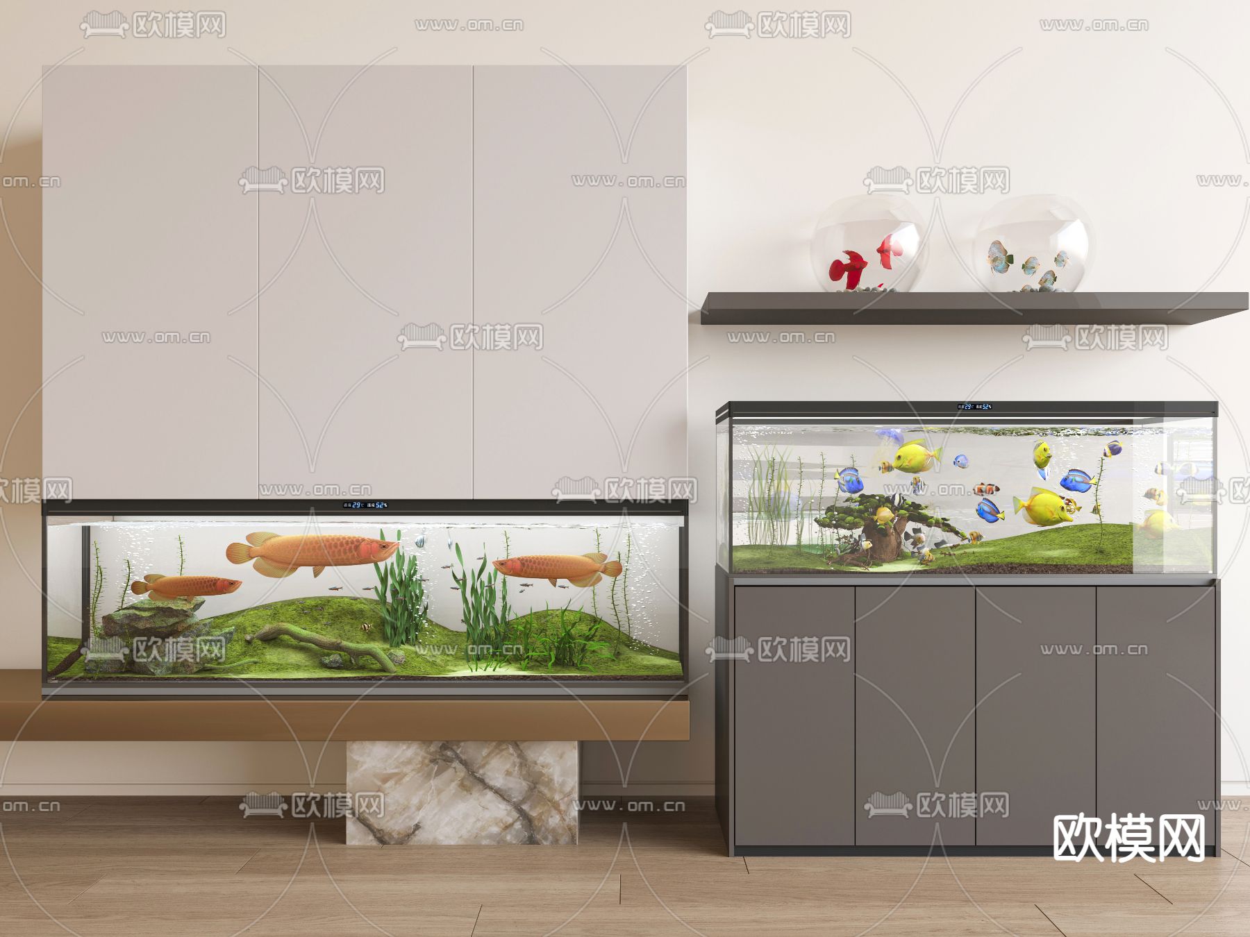 鱼缸 水族3d模型下载
