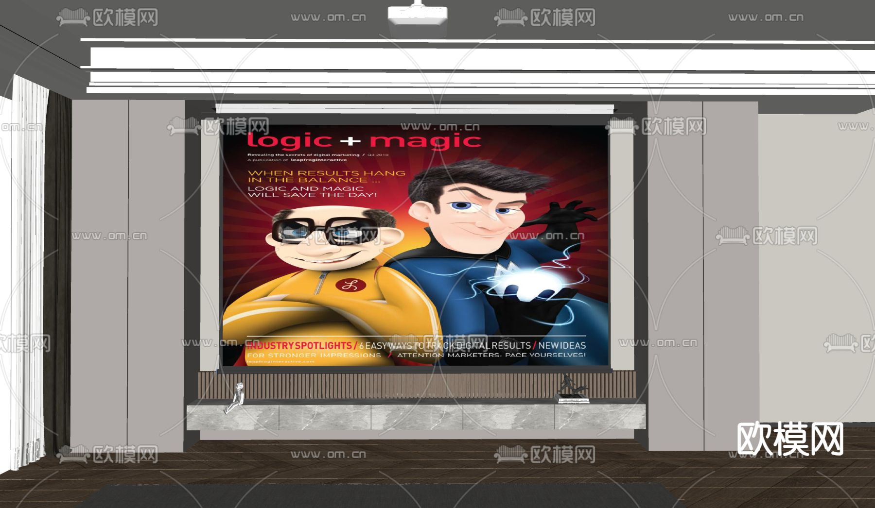 投影仪 幕布su模型下载（渲染图2）