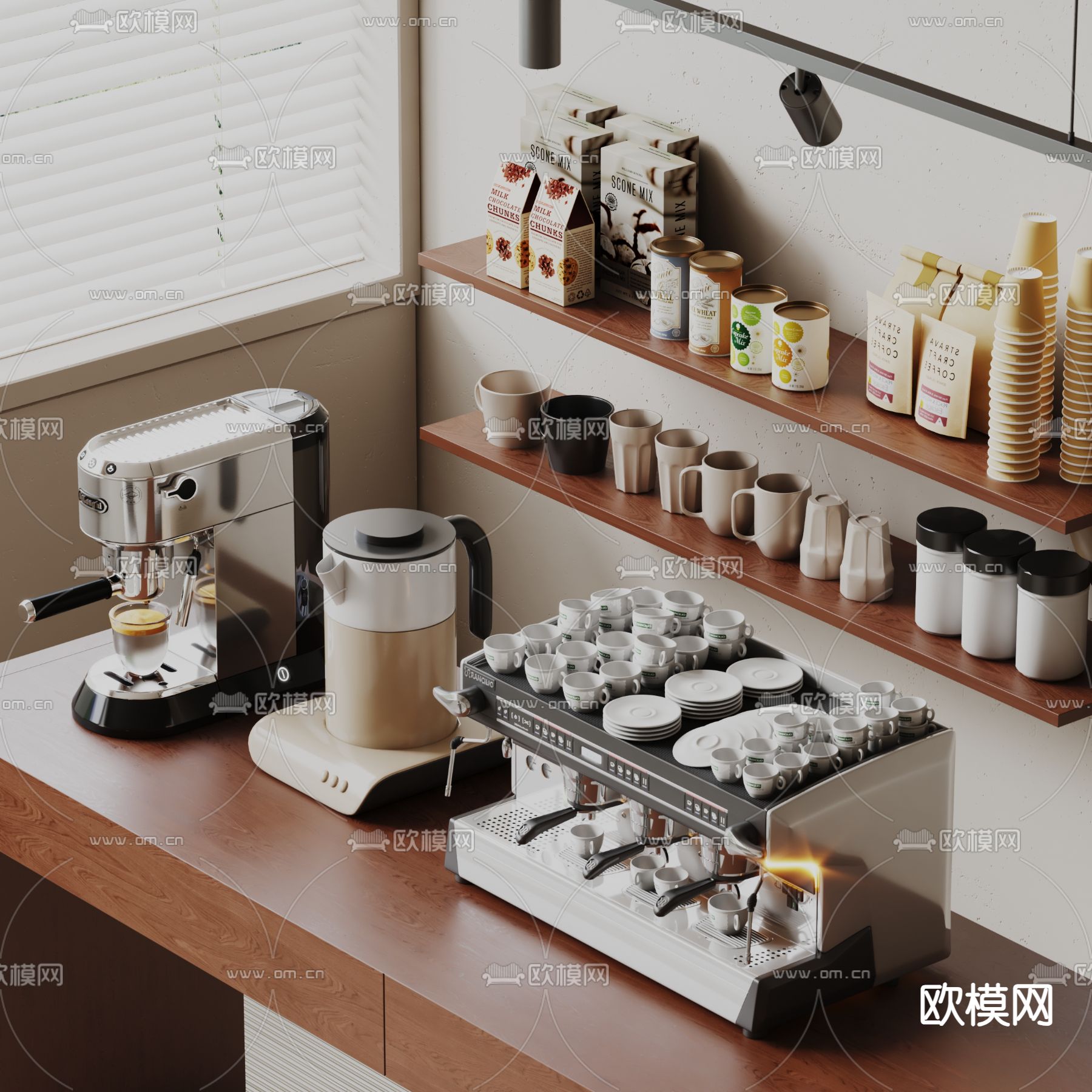 咖啡机 咖啡杯su模型下载（渲染图1）