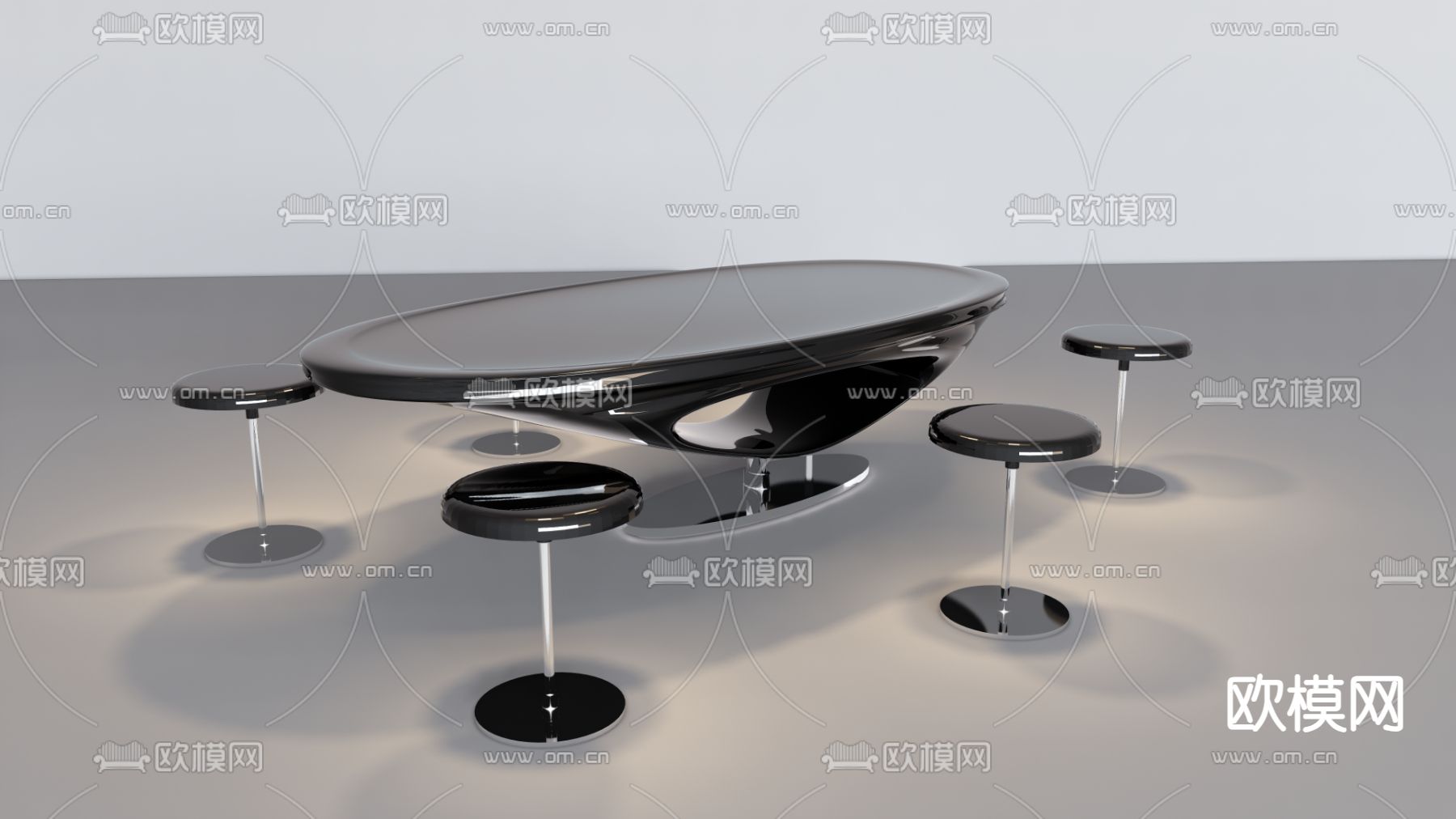 现代会议桌su模型下载（渲染图1）