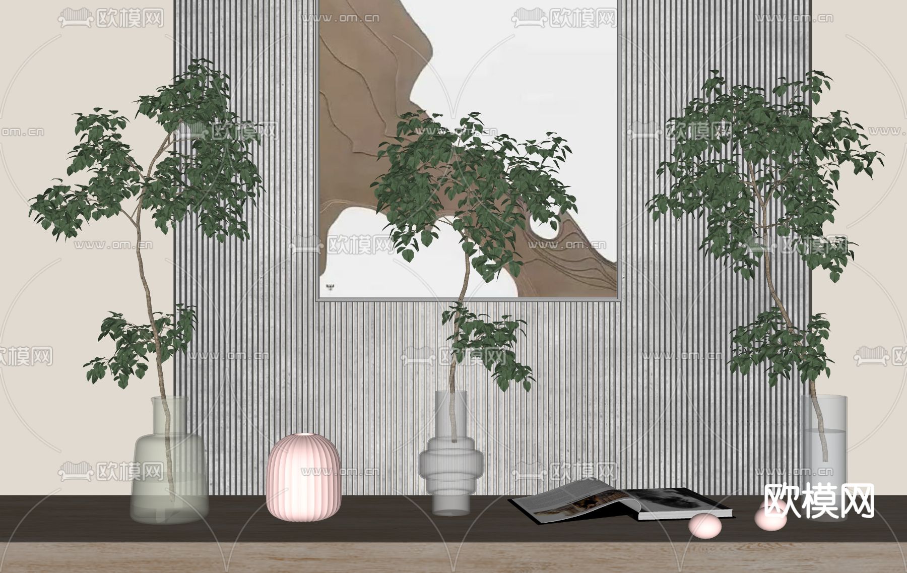 花瓶 花艺 水生植物su模型下载（渲染图2）