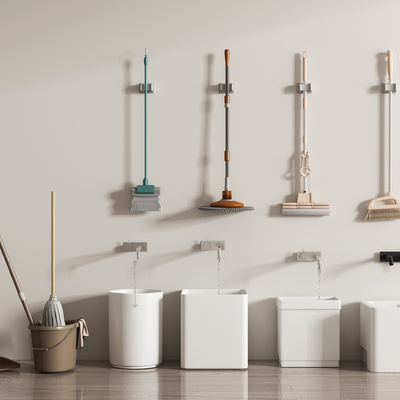  拖把池 拖把 扫把 清洁工具su模型 