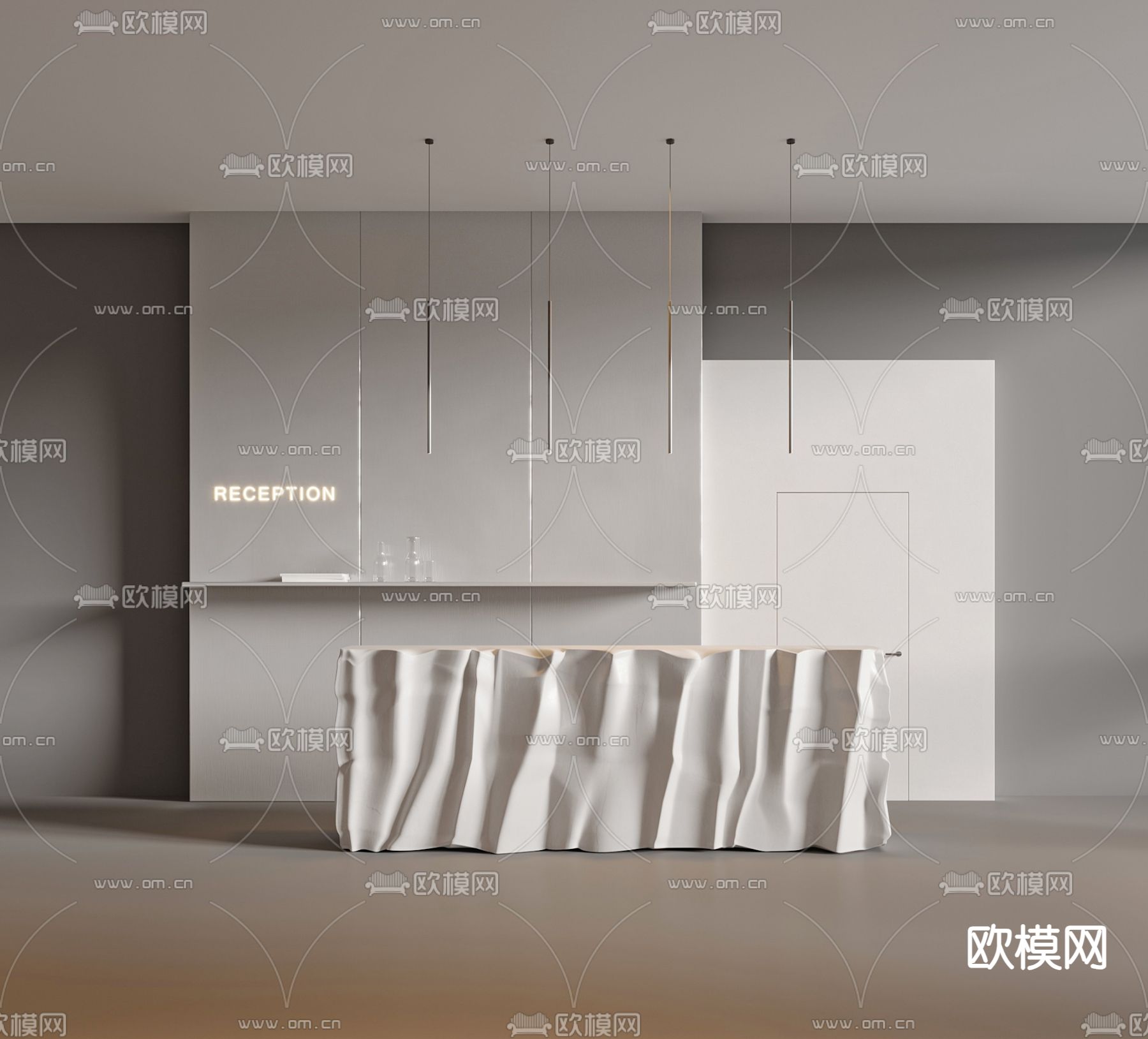 前台 接待台su模型下载（渲染图1）