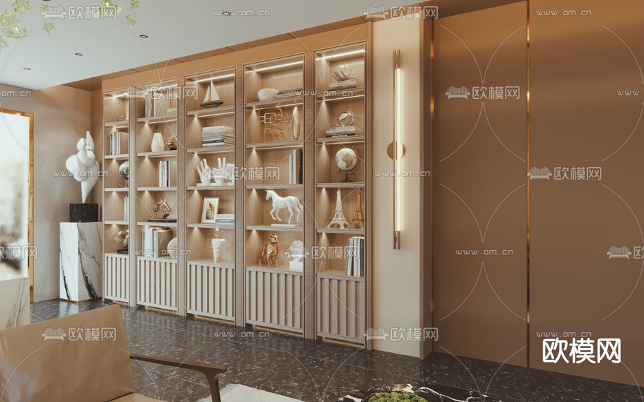 酒店前台 接待区3d模型下载(渲染图4)