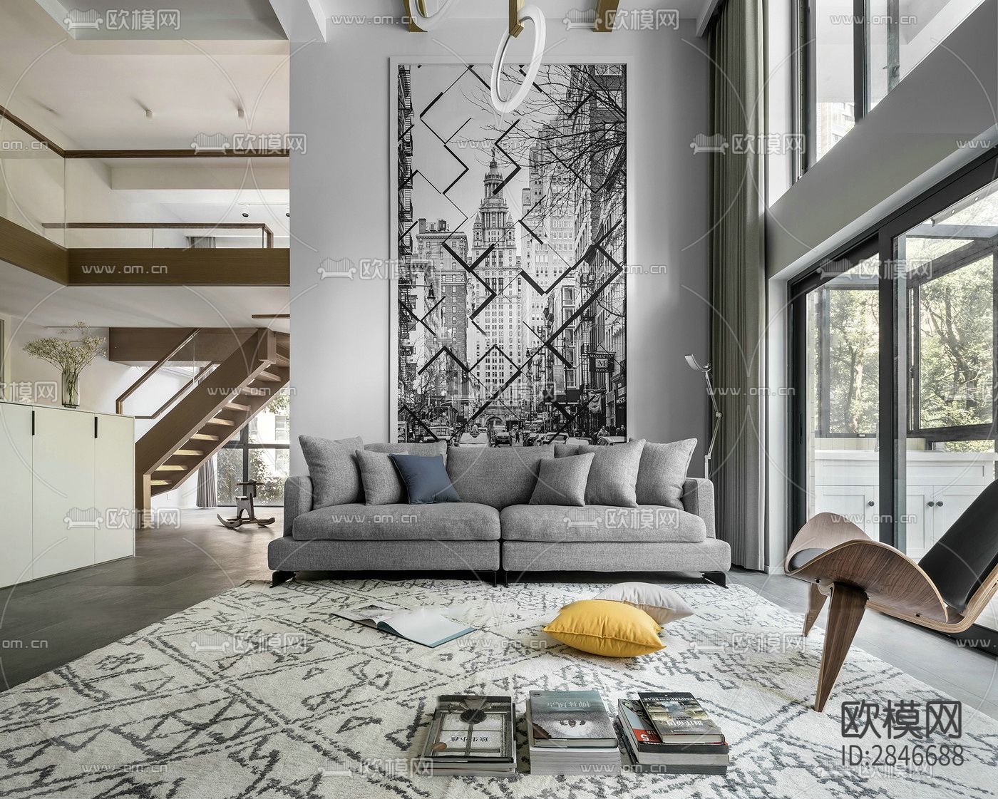 现代风雅钱塘 cad施工图下载（渲染图1）