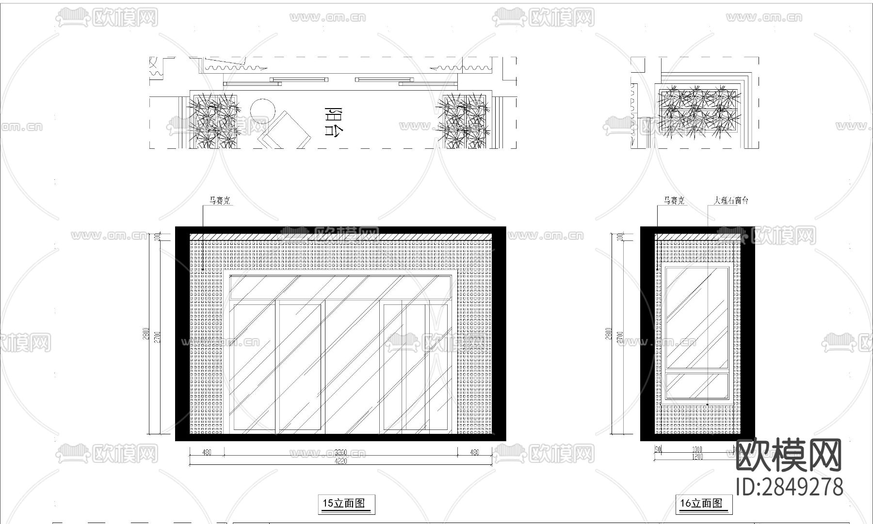 家装平层cad施工图下载（渲染图7）
