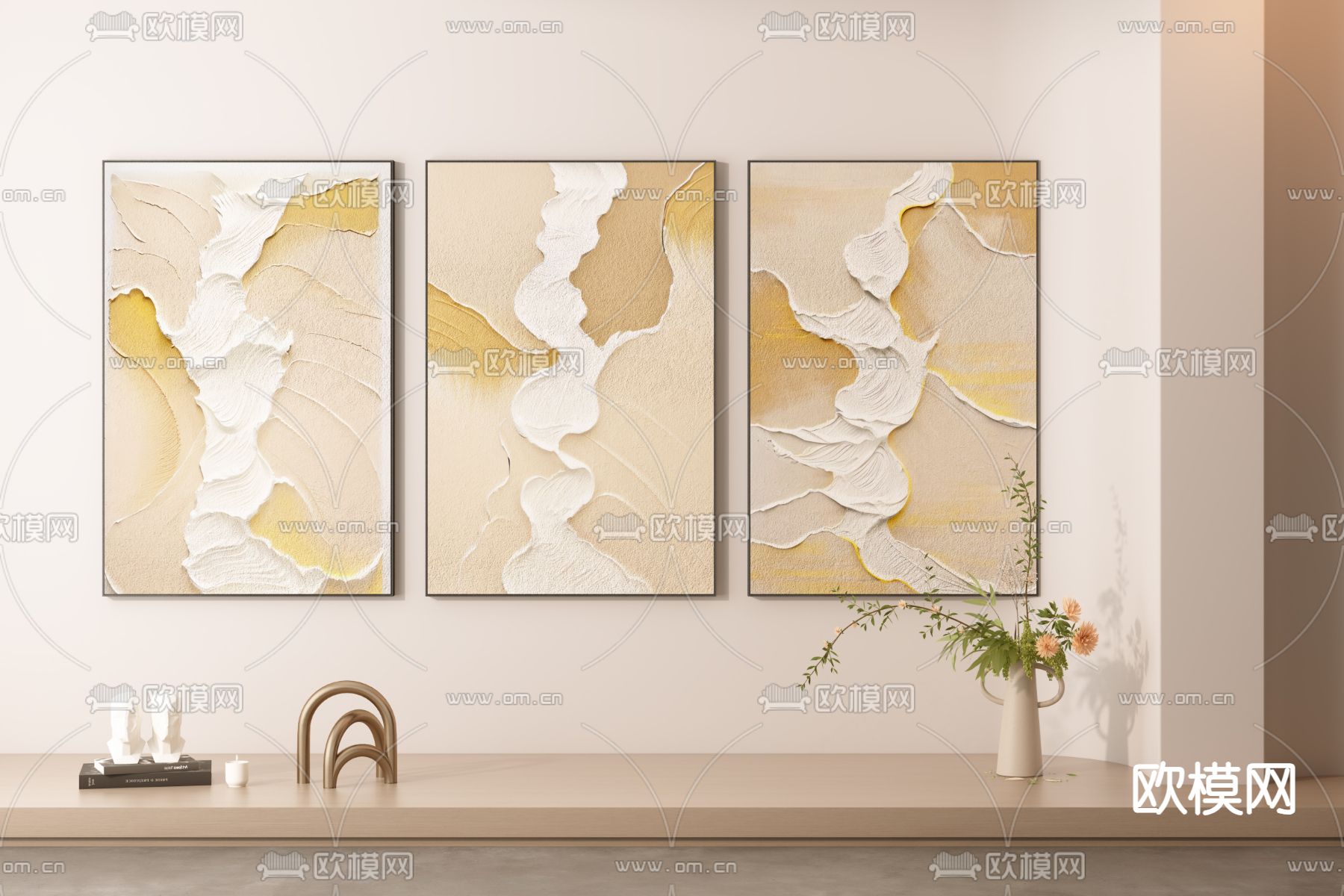 油画 装饰画 肌理画3d模型下载