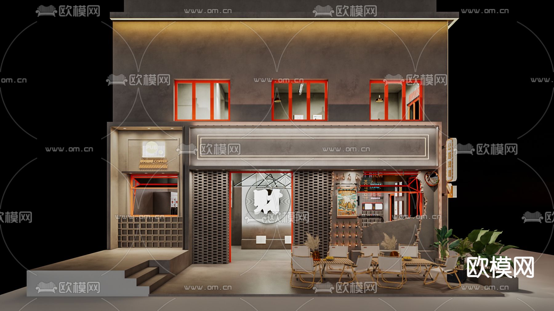 侘寂风火锅店su模型下载（渲染图3）