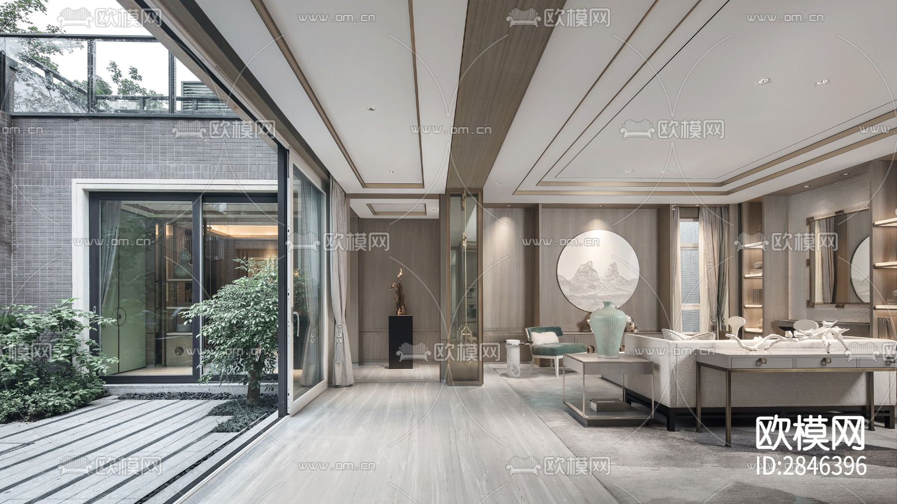 成都绿城文儒德别墅样板间cad施工图下载（渲染图7）