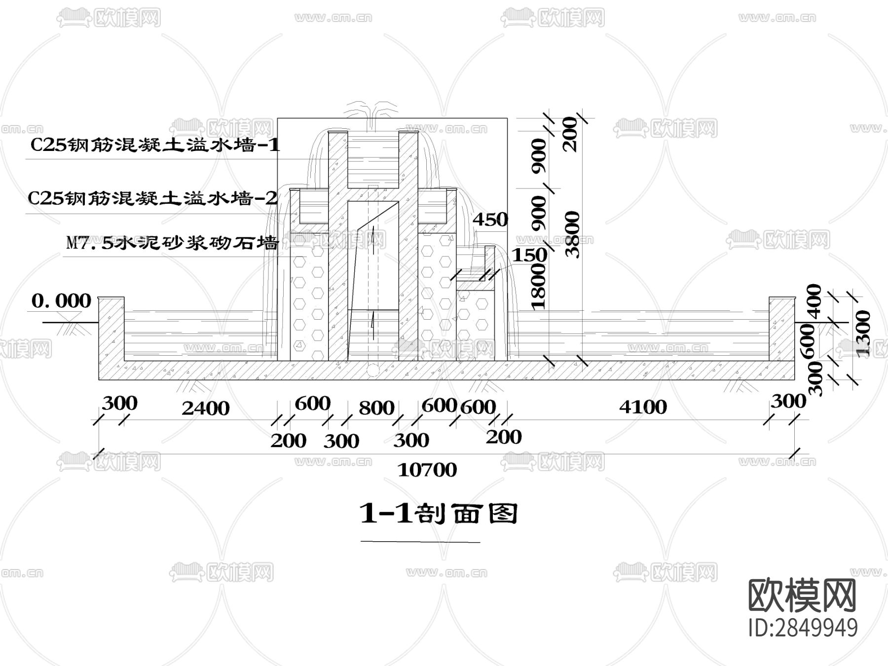 叠水幕墙cad立面图下载（渲染图2）